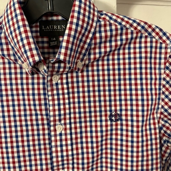 Ralph Lauren Black Label Youth Boys Shirt Red Blue & White Button Down Sz 14 NEW - Picture 9 of 9